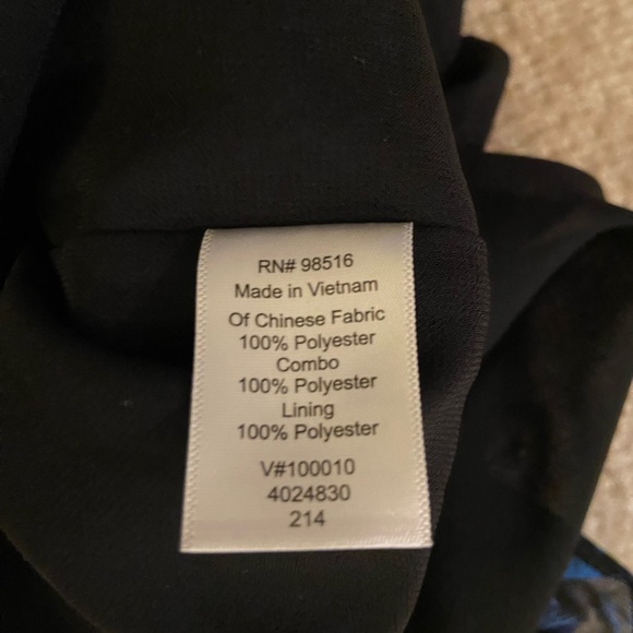 Adrianna Papell Blue White Black Floral Dress - Size M / Medium - Picture 10 of 10